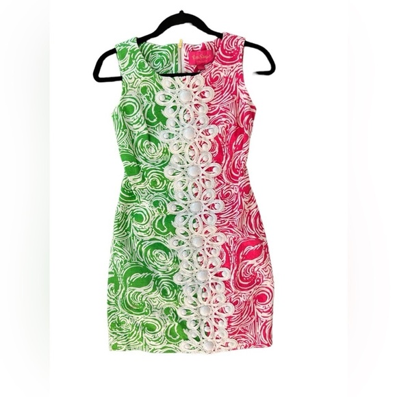 Lily Pulitzer Jubilee shift dress with a pink and green print size 0 - Picture 1 of 5